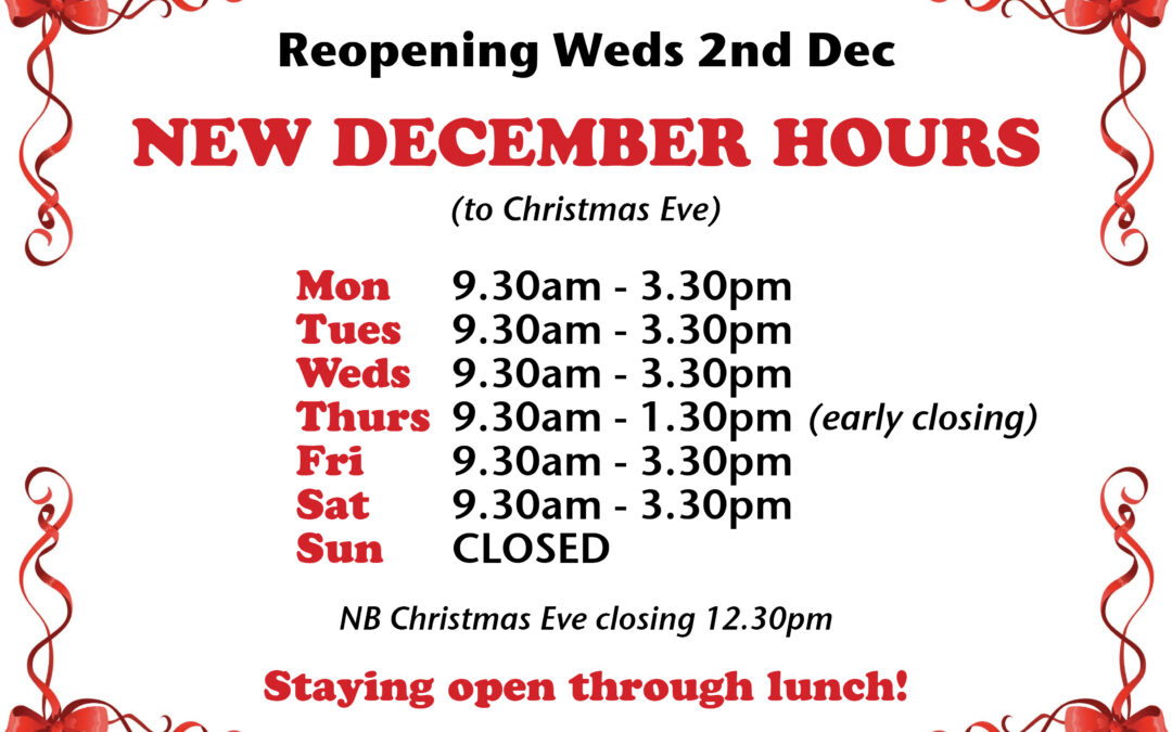 New hours - December 2020