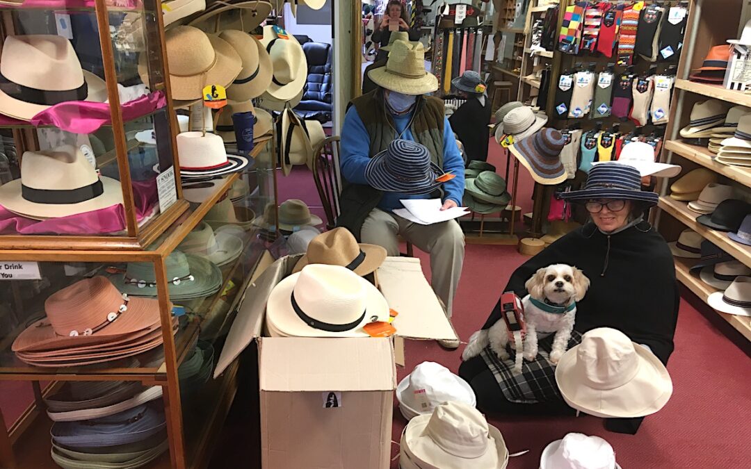 Sun hats arriving at T Snook, hatters of Bridport