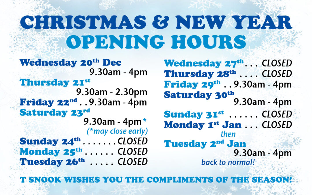 Festive Opening Hours