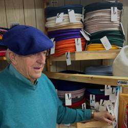 Berets at T Snook, hat shop in Bridport, Dorset, England