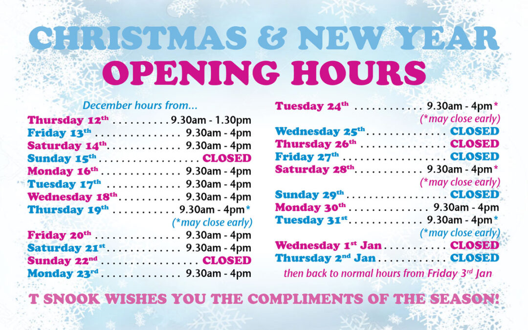Christmas/NY Hours