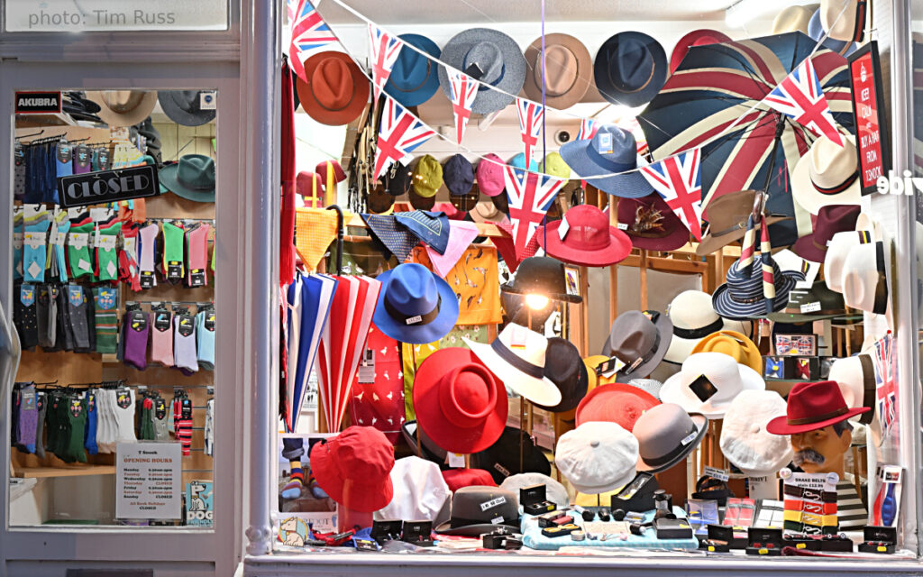 VE Day window for May 2025 at T Snook, hatters