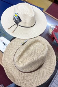 Wallaroo sunhats Outback and Montecito, at T Snook, hatters of Bridport