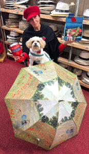 Monet 'Poppy Fields' umbrella at T Snook, hatters of Bridport
