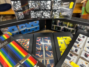 Novelty braces at T Snook, hat shop in Bridport, Dorset, UK