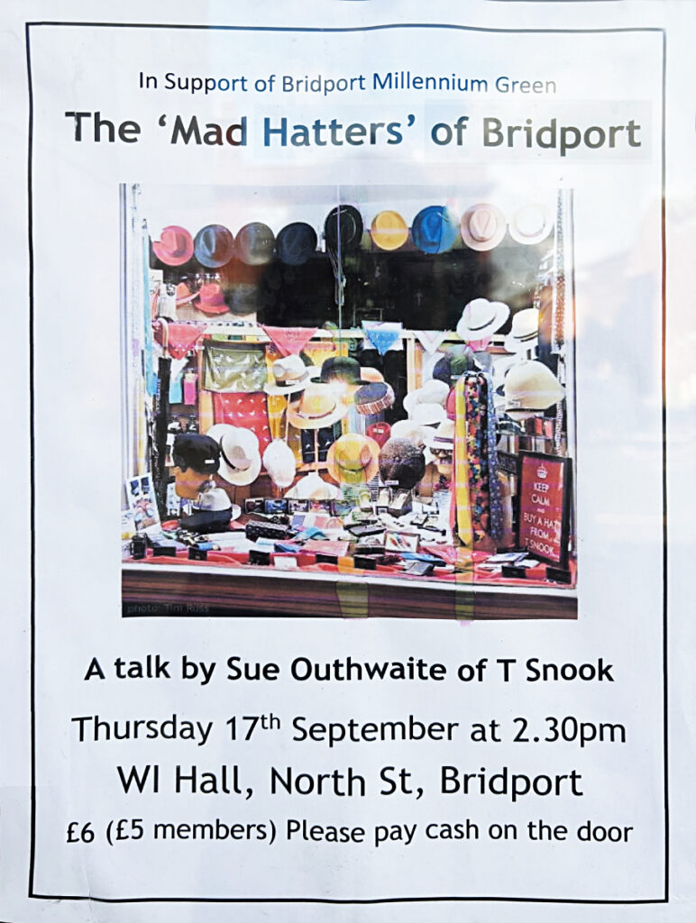 Talk by Sue of T Snook, hatters of Bridport, Dorset, UK